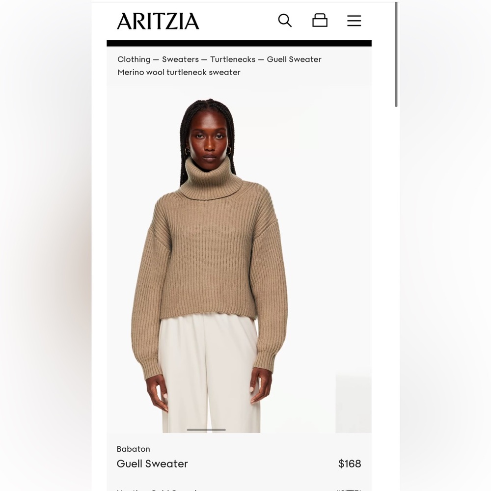 Babaton Tan Cowl Neck Sweater